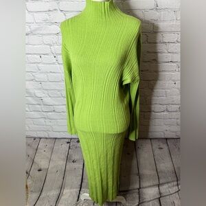 Zara high neck bright green knit sweater dress size xl